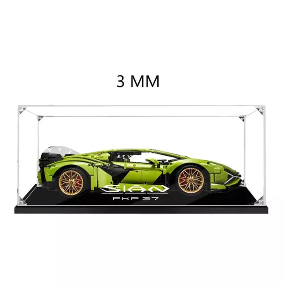 3mm Building Block Acrylic Display Box For 42115 (No Kit) - Class S Without Glue Version + Wood Plastic Base + Back Pattern K&B Brick Store