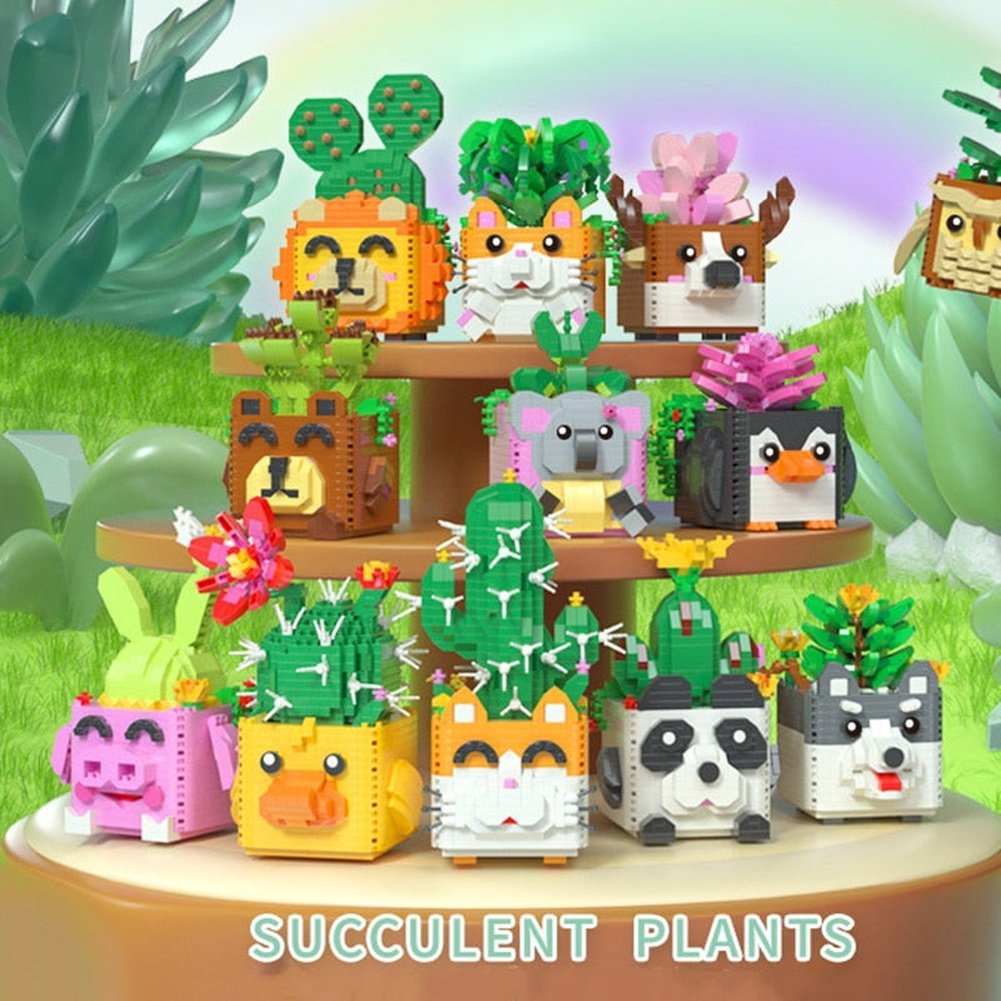 lego dots cactus pencil holder MOC NON DIY Building Blocks Mini Potted Flowers Cute Ornaments Cartoon –  Jurassic Bricks