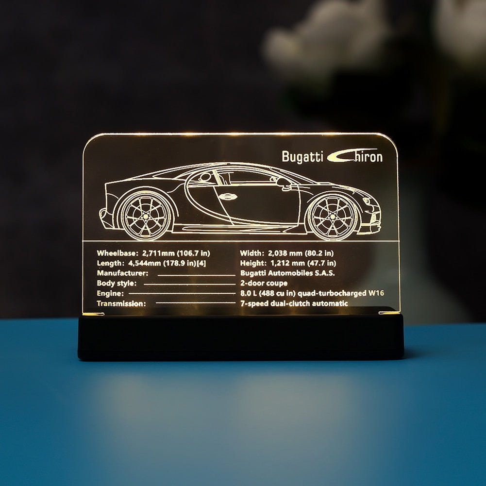 LED Light Acrylic Display Board Sign Plate Nameplate For Bugatti Chiron 42083 Building Blocks Bricks Toys Set Jurassic Bricks