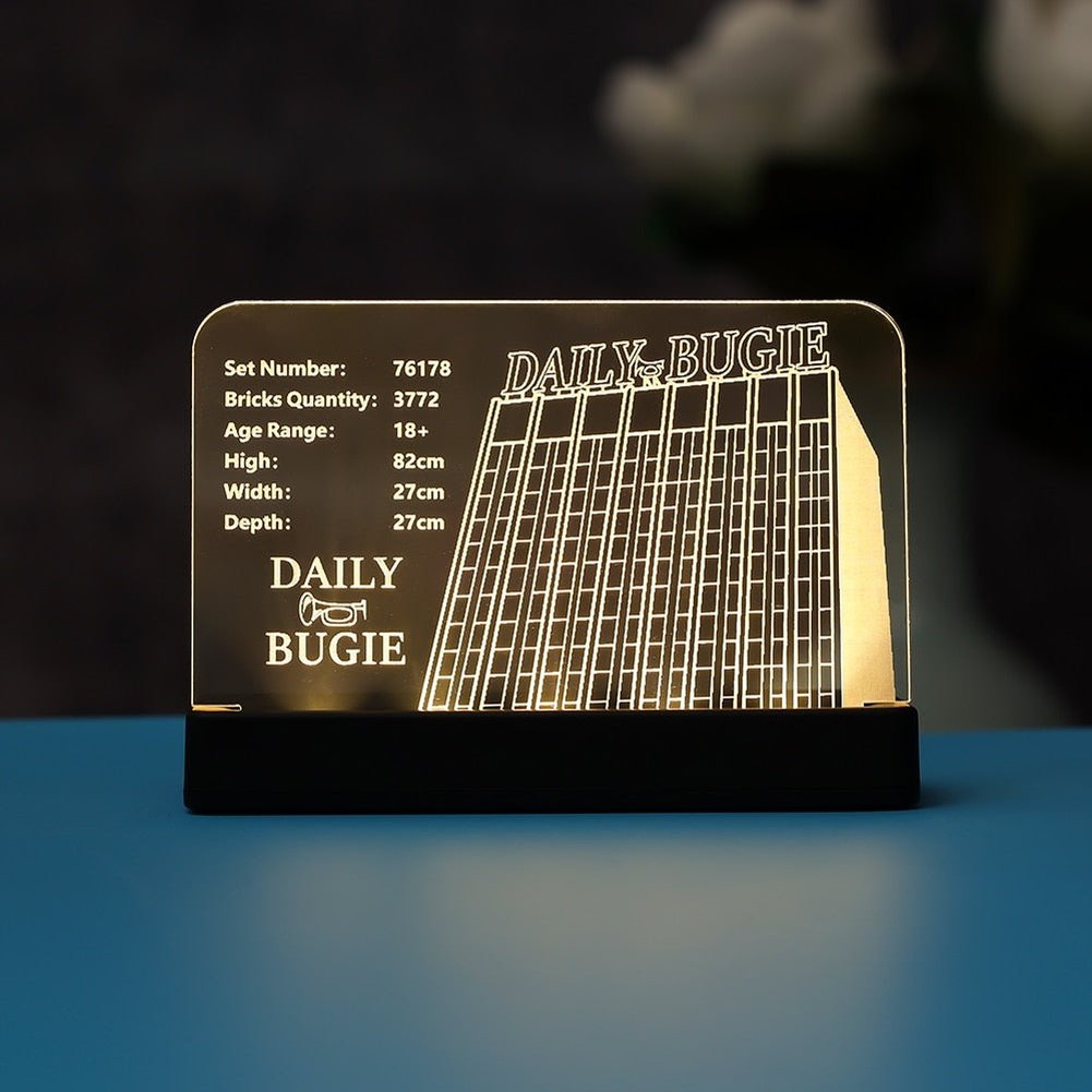 LED Light Acrylic Display Board Sign Plate Nameplate For Daily Bugle 76178 Building Blocks Bricks Toys Set Jurassic Bricks