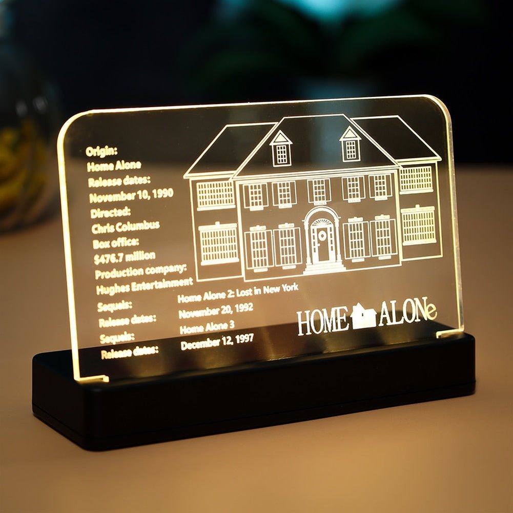 LED Light Acrylic Display Board Sign Plate Nameplate For Ideas Home Alone 21330 Building Blocks Bricks Toys Set Jurassic Bricks