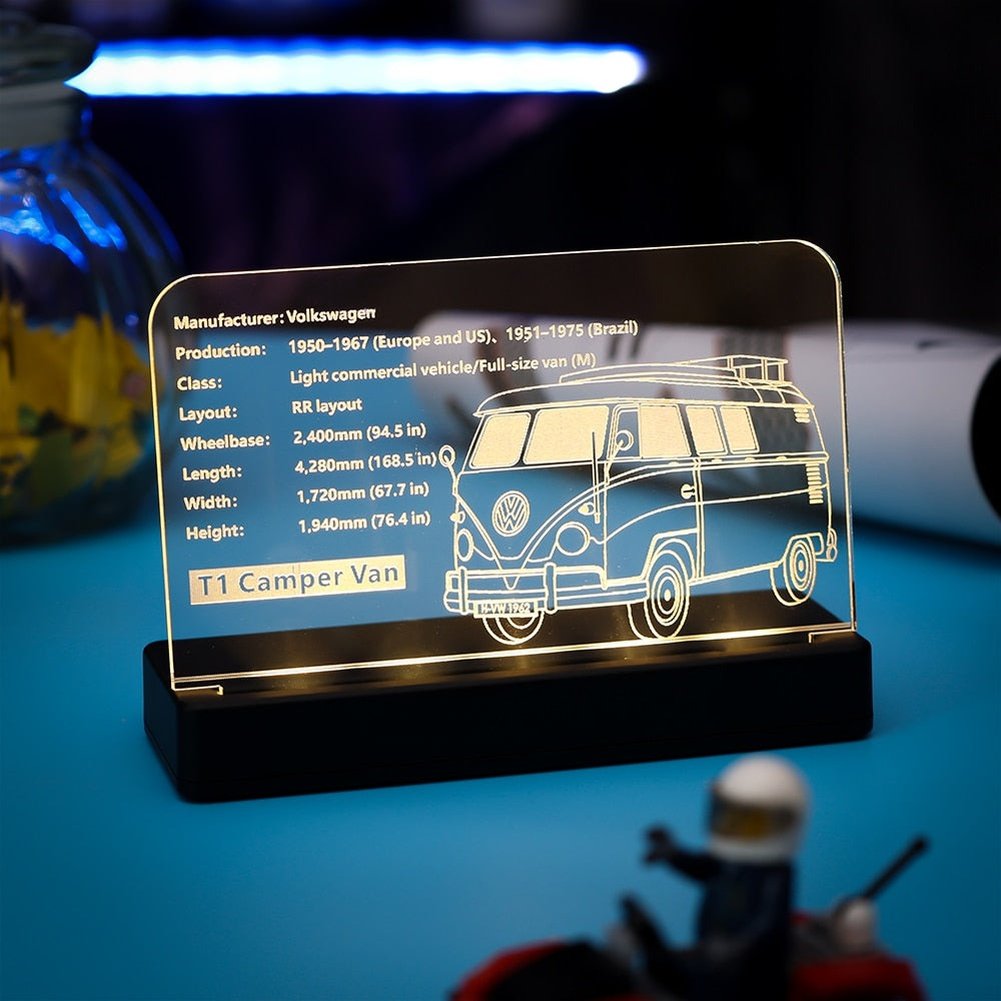 LED Light Acrylic Display Board Sign Plate Nameplate For T1 Camper Van 10220 Building Blocks Bricks Toys Set Jurassic Bricks