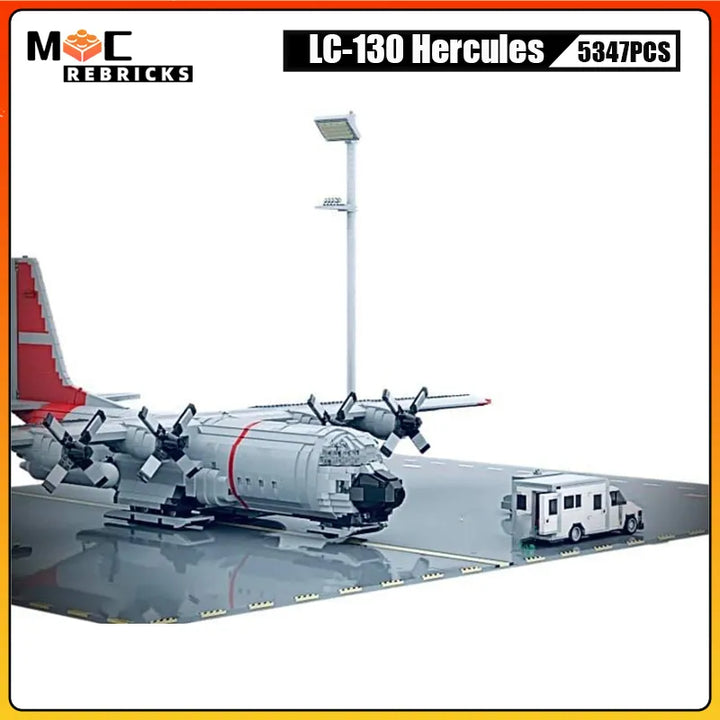 MOC NON LEGO MOC Military US Air Force Variant LC-130 Hercules Transport Aircraft MOC Building Blocks Large Airplane Model Bricks Toys Kid