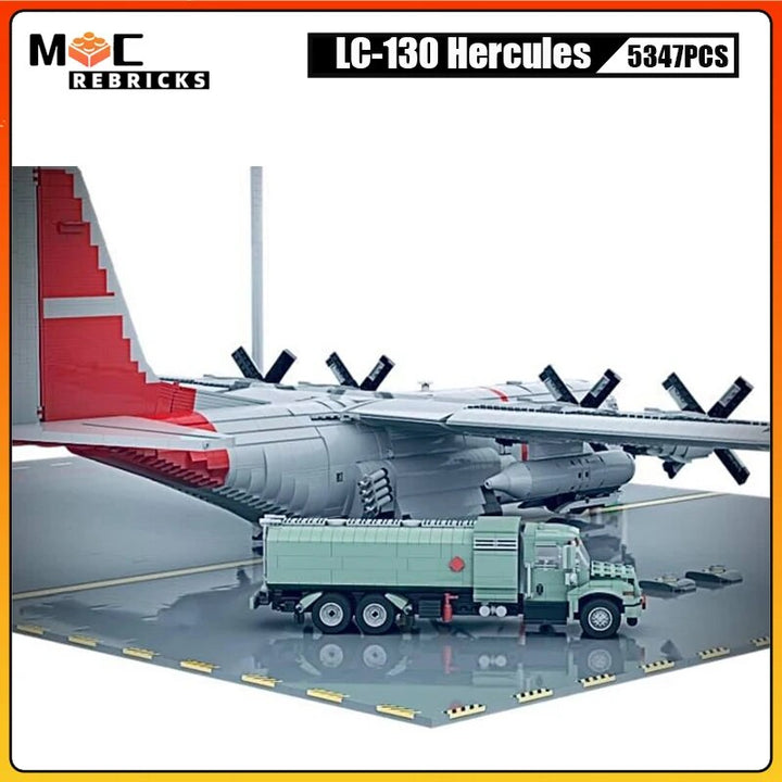 MOC NON LEGO MOC Military US Air Force Variant LC-130 Hercules Transport Aircraft MOC Building Blocks Large Airplane Model Bricks Toys Kid