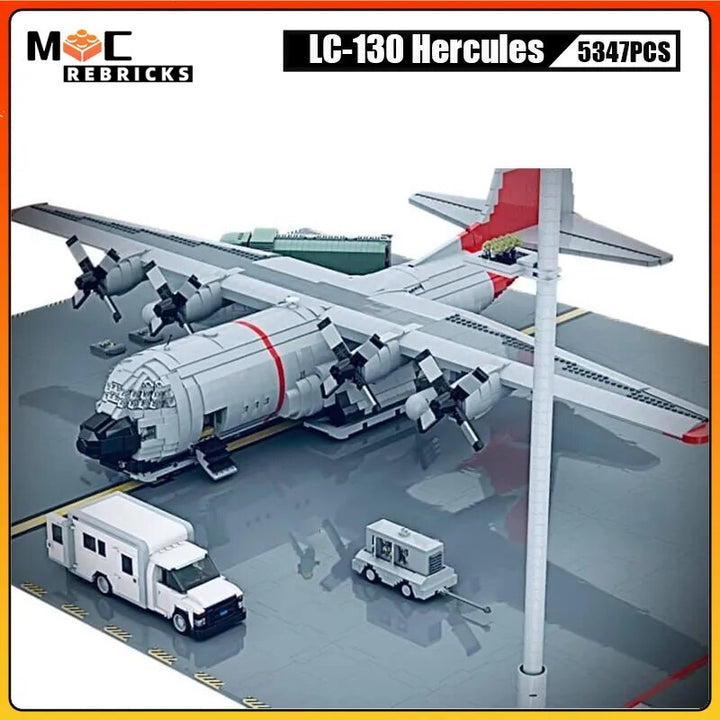 MOC NON LEGO MOC Military US Air Force Variant LC-130 Hercules Transport Aircraft MOC Building Blocks Large Airplane Model Bricks Toys Kid