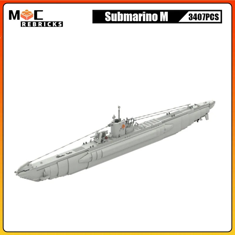 MOC NON LEGO MOC WW2 Military Submarine 3407 parts MOC Building Block Naval Combat Ship Weapons Brick Toys DIY Warship Boats Model