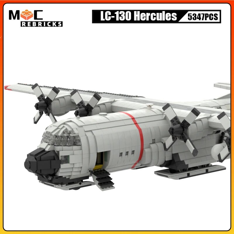 MOC NON LEGO MOC Military US Air Force Variant LC-130 Hercules Transport Aircraft MOC Building Blocks Large Airplane Model Bricks Toys Kid