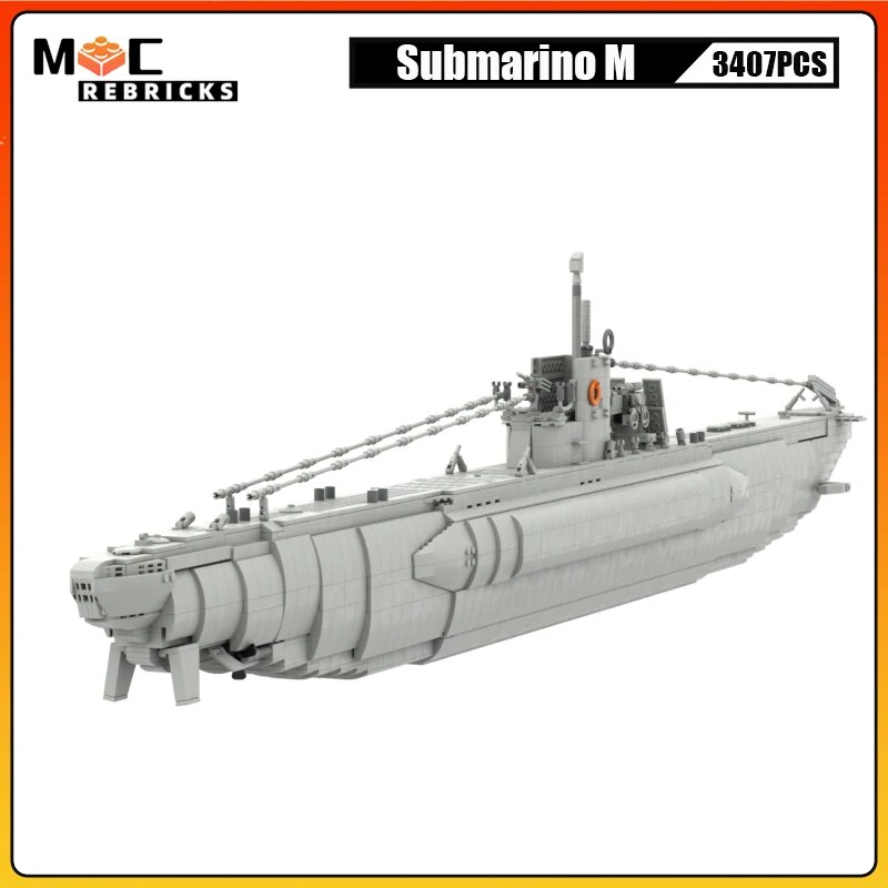 MOC NON LEGO MOC WW2 Military Submarine 3407 parts MOC Building Block Naval Combat Ship Weapons Brick Toys DIY Warship Boats Model