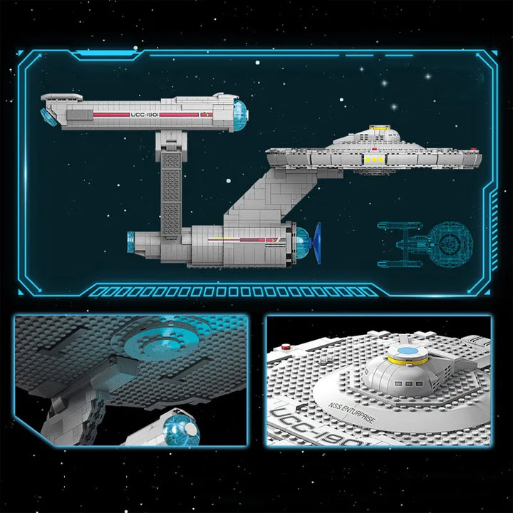 MOC NON LEGO Technical Star-Trek Spaceship U.S.S Enterprise NCC-1701-D Heavy Cruiser Model Building Blocks bricks toys