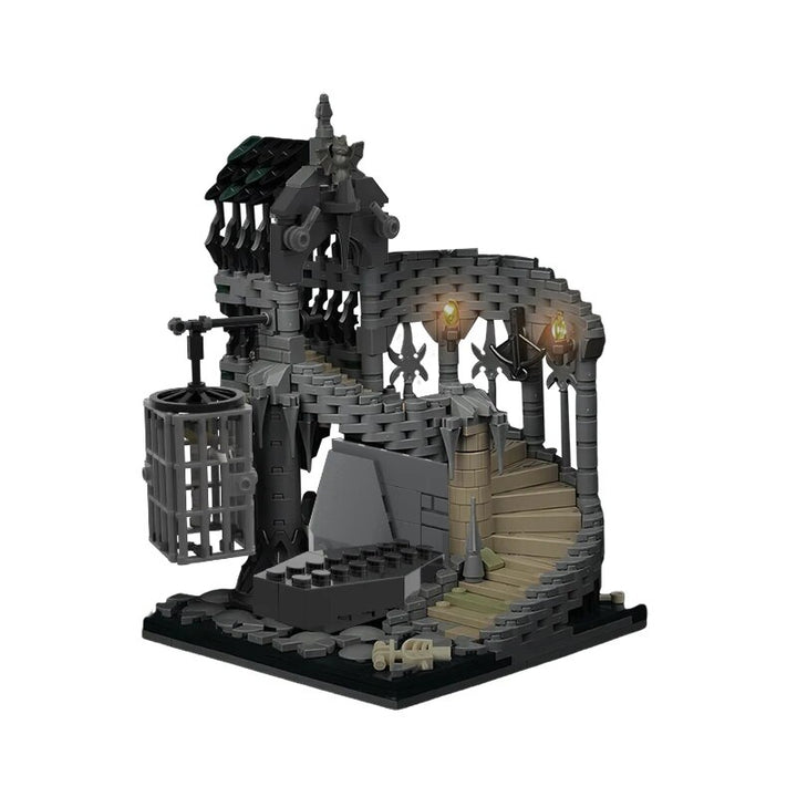 MOC NON LEGO MOC MOC Dungeonsed and Dragons Horror Castle Prison Dungeon Skull Vampire Building Blocks Spiral House Staircase toys Kids