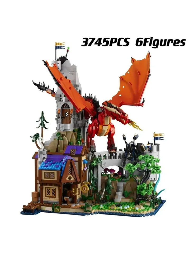 MOC NON LEGO New 2024 Red Dragon 21348 Mode Building Blocks Set Assembly Model Architecture Toys