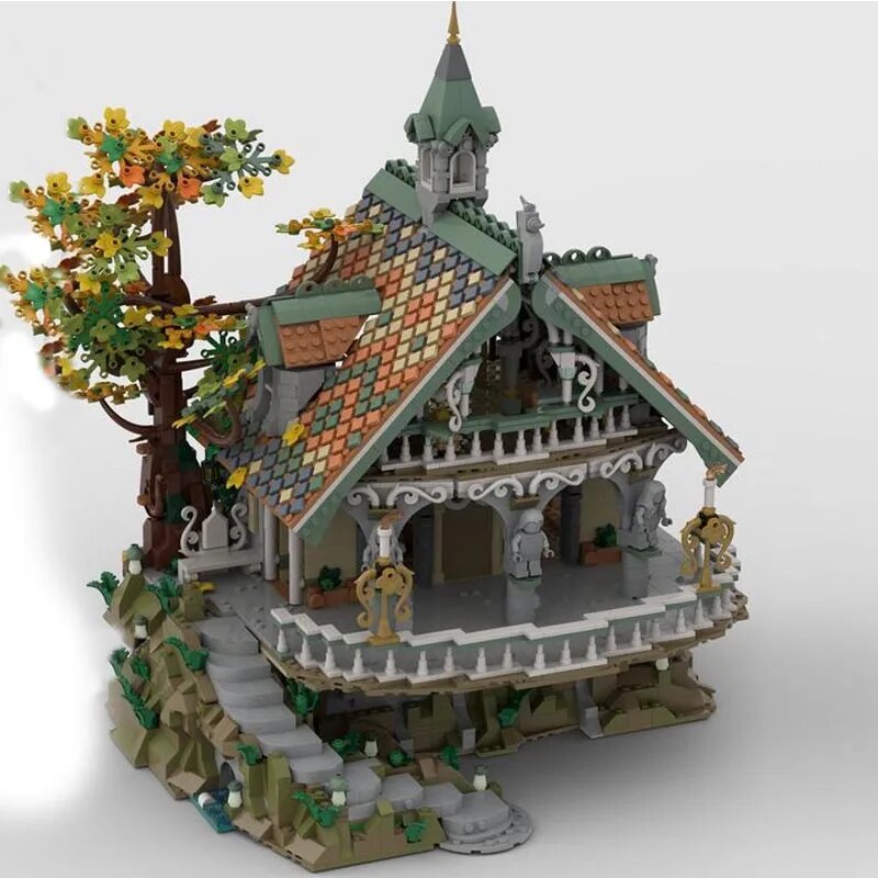 MOC NON LEGO MOC New MOC Trilogy Elven Kingdom Last Home House Fit 10316 Medieval Castle Blocks Movie Scene War Model toys Kid