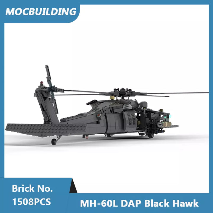 MOC NON LEGO MOC MOC Building Blocks MH-60L DAP Black Hawk Aircraft Model DIY Assembled Bricks Educational Creative Toys  Kids  1508PCS