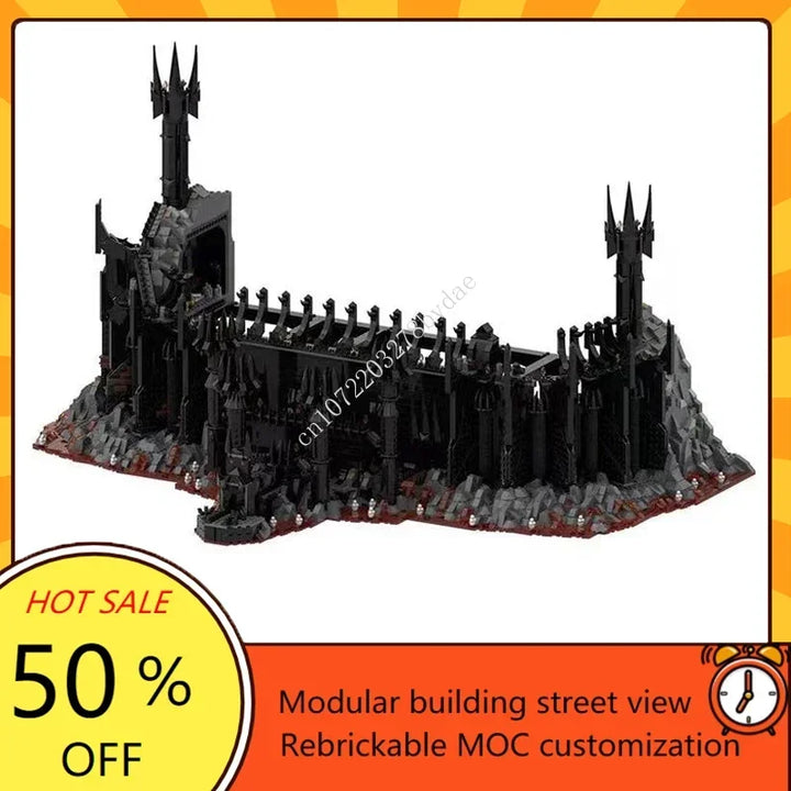 17693PCS Customized MOC Ring Movie Series Dark Magic Fortress Model Building Blocks Technology Bricks DIY Assembly Toys Gifts