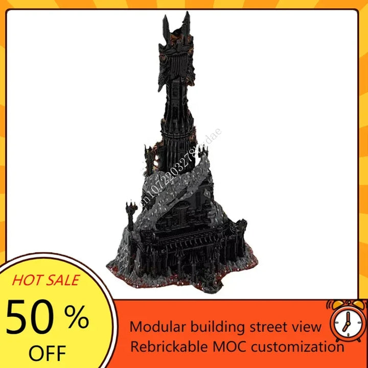 17693PCS Customized MOC Ring Movie Series Dark Magic Fortress Model Building Blocks Technology Bricks DIY Assembly Toys Gifts