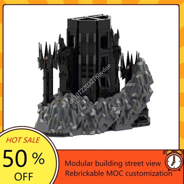 17693PCS Customized MOC Ring Movie Series Dark Magic Fortress Model Building Blocks Technology Bricks DIY Assembly Toys Gifts