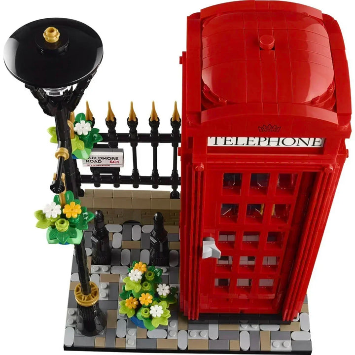 MOC NON LEGO 2024 New Ideas 21347 Red London Telephone Box Building Blocks Light London Scene Bricks Toys