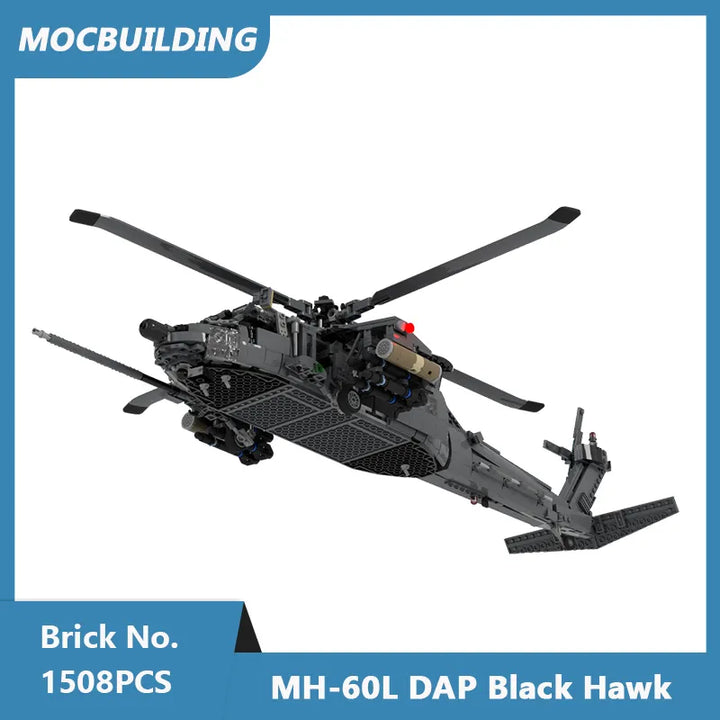 MOC NON LEGO MOC MOC Building Blocks MH-60L DAP Black Hawk Aircraft Model DIY Assembled Bricks Educational Creative Toys  Kids  1508PCS