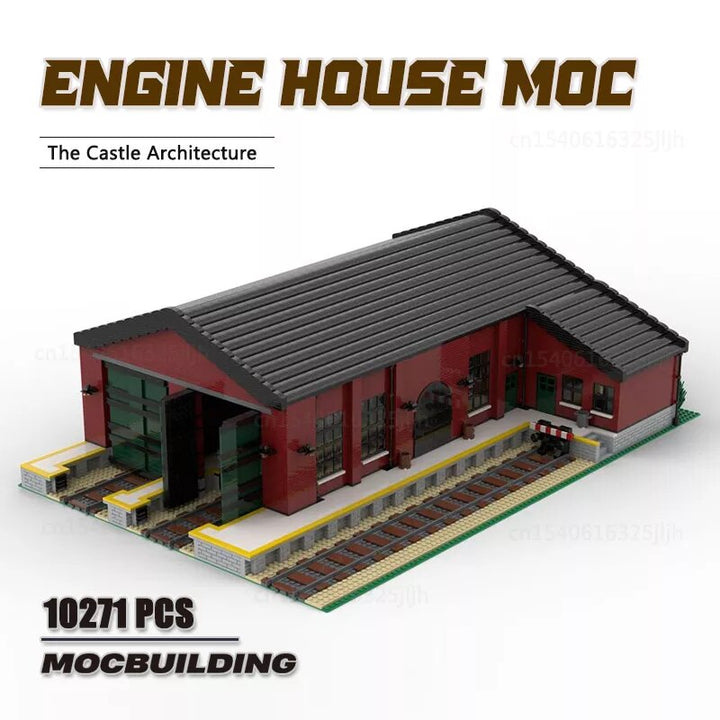 MOC NON LEGO MOC UCS Engine House Moc Building Blocks Locomotive Warehouse DIY Assembly Technology Bricks  Collection Toys