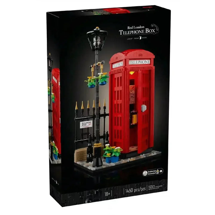 MOC NON LEGO 2024 New Ideas 21347 Red London Telephone Box Building Blocks Light London Scene Bricks Toys