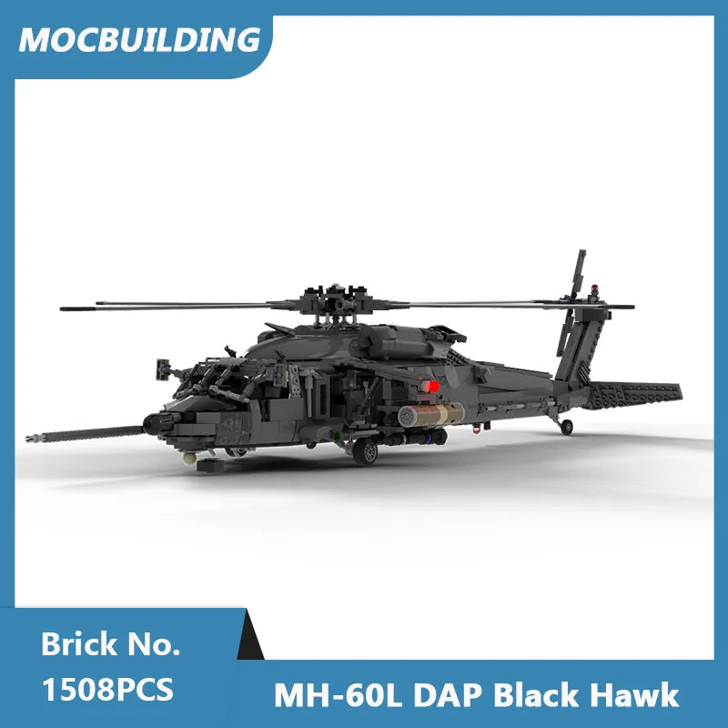 MOC NON LEGO MOC MOC Building Blocks MH-60L DAP Black Hawk Aircraft Model DIY Assembled Bricks Educational Creative Toys  Kids  1508PCS