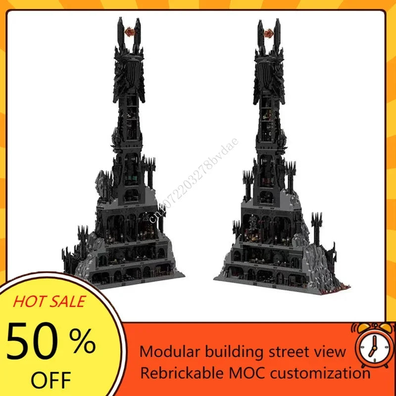 17693PCS Customized MOC Ring Movie Series Dark Magic Fortress Model Building Blocks Technology Bricks DIY Assembly Toys Gifts