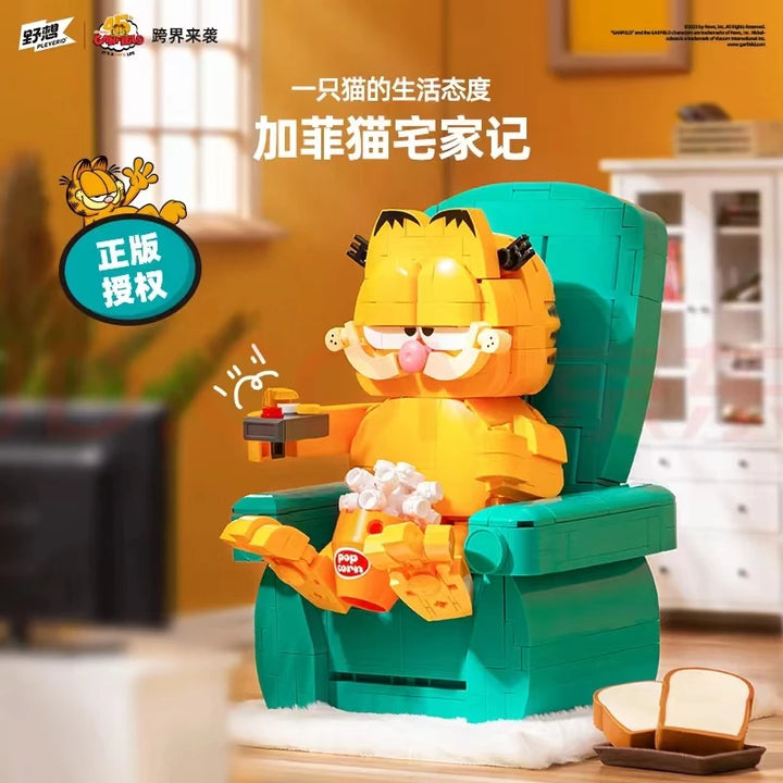 MOC NON LEGO 2024 Garfield Building Blocks Classic Anime The Garfield Show Cartoon Cat Model Bricks Assembly Toys