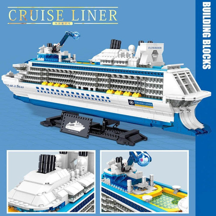 MOC NON LEGO 2023 City 2428pcs Cruise Liner Model Building Blocks Creative DIY Big Ship Ocean Liner White Boat Bricks toys