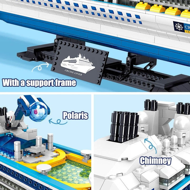 MOC NON LEGO 2023 City 2428pcs Cruise Liner Model Building Blocks Creative DIY Big Ship Ocean Liner White Boat Bricks toys