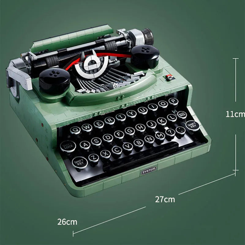 MOC NON  The Retro Typewriter Building Blocks Marking Machine Keyboard 2079 PCS Kids Writing Machine Gift Toy Compatible 21327