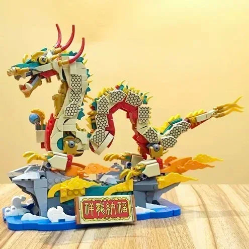 NON LEGO 2024 New Spring Festival Auspicious dragon Chinese Xianglong Nafulong Model Block Compatible with 80112