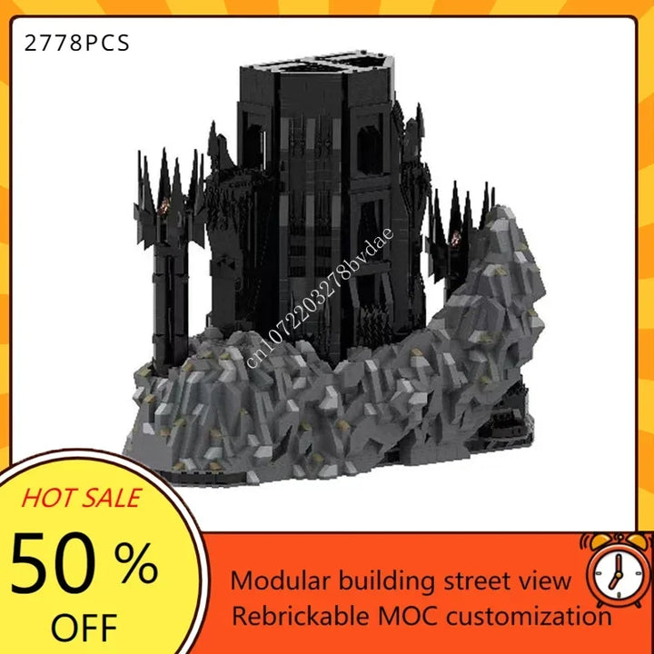 17693PCS Customized MOC Ring Movie Series Dark Magic Fortress Model Building Blocks Technology Bricks DIY Assembly Toys Gifts