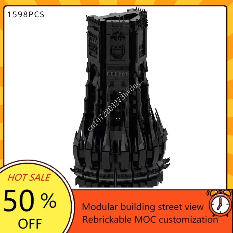 17693PCS Customized MOC Ring Movie Series Dark Magic Fortress Model Building Blocks Technology Bricks DIY Assembly Toys Gifts