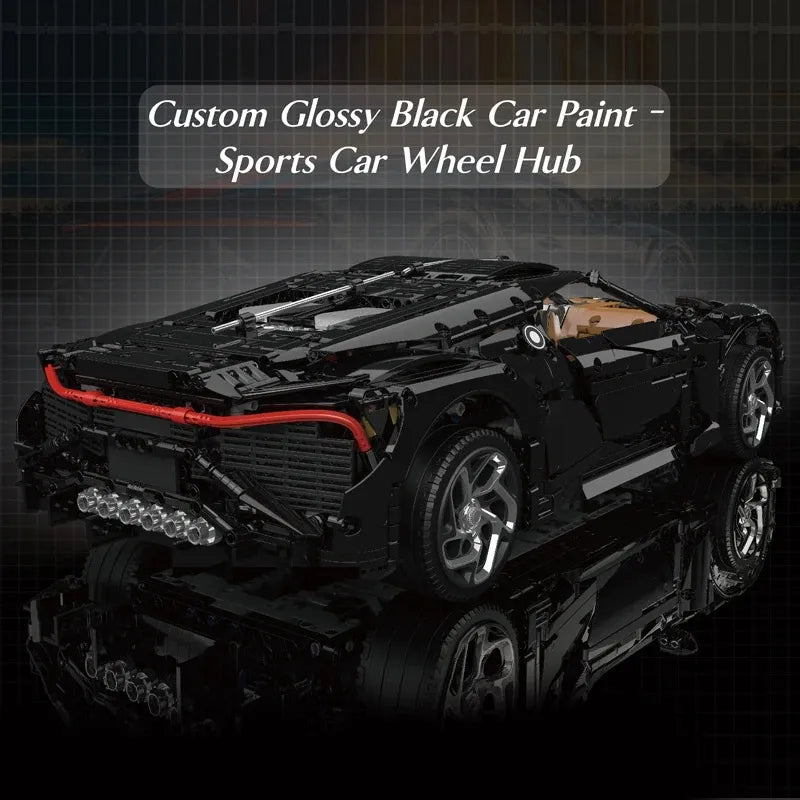 MOC NON LEGO 2023 New Cool Black Super Sports Car MOC 1:8 Bugattied La Voiture Noire Car Motor Power Building Block Model Toy for Adult