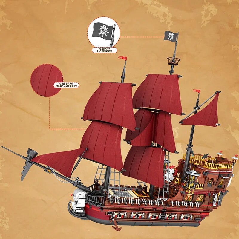 MOC NON LEGO MOC New Creative Expert Ideas Pirate Revenge Ship Model Assembling Building Blocks Bricks 's Toy Holiday   Set