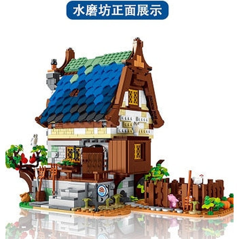 MOC NON LEGO 2724pcs Medieval Series Town Stable Model Creative Building Blocks City Horse House Bricks Diy Toys  For  Friends