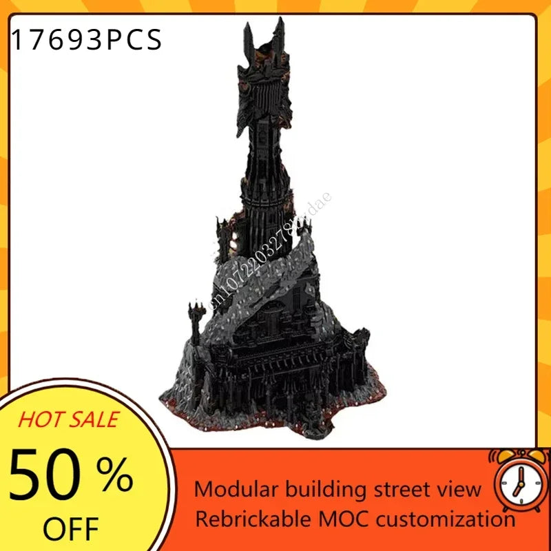 17693PCS Customized MOC Ring Movie Series Dark Magic Fortress Model Building Blocks Technology Bricks DIY Assembly Toys Gifts