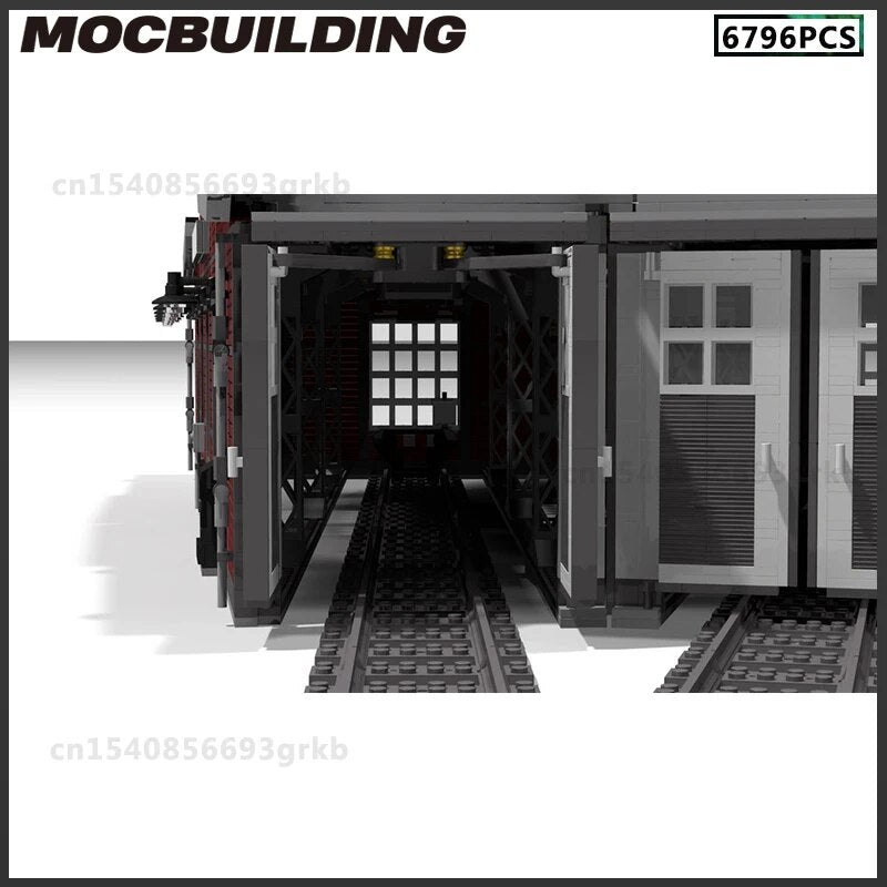 MOC NON LEGO MOC MOC Building Blocks Train Station Round House Repair Room Model DIY Brick Urban Traffic Scenery Assemble Toys  Present