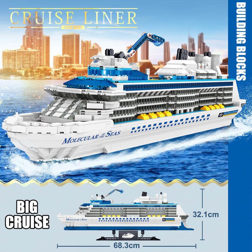 MOC NON LEGO 2023 City 2428pcs Cruise Liner Model Building Blocks Creative DIY Big Ship Ocean Liner White Boat Bricks toys