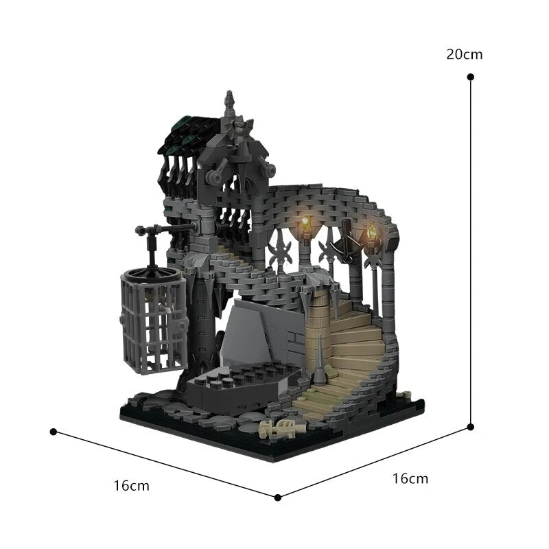 MOC NON LEGO MOC MOC Dungeonsed and Dragons Horror Castle Prison Dungeon Skull Vampire Building Blocks Spiral House Staircase toys Kids