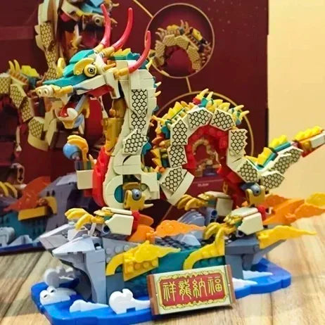 NON LEGO 2024 New Spring Festival Auspicious dragon Chinese Xianglong Nafulong Model Block Compatible with 80112