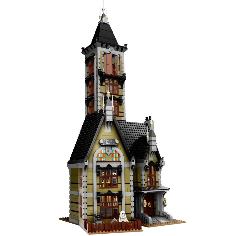 MOC NON LEGO MOC With 9 MINI Figures Haunted House Mega Drop Jumping Machine Building Blocks Bricks Compatible 10273 Toy