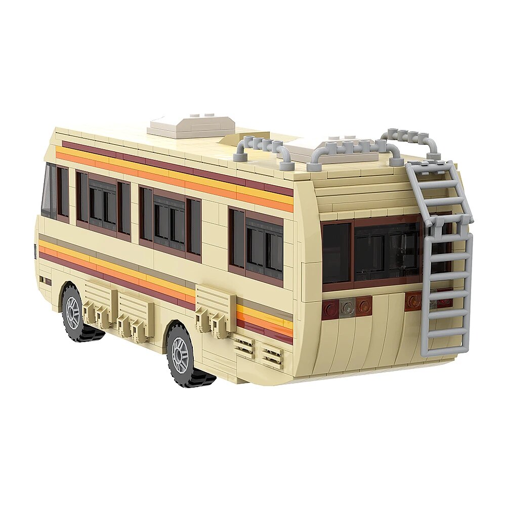 MOC NON LEGO MOC Gobricks New Breaking Bad Pinkman Cooking Lab RV Car Building Blocks Set Walter White Van Vehicle Toy For