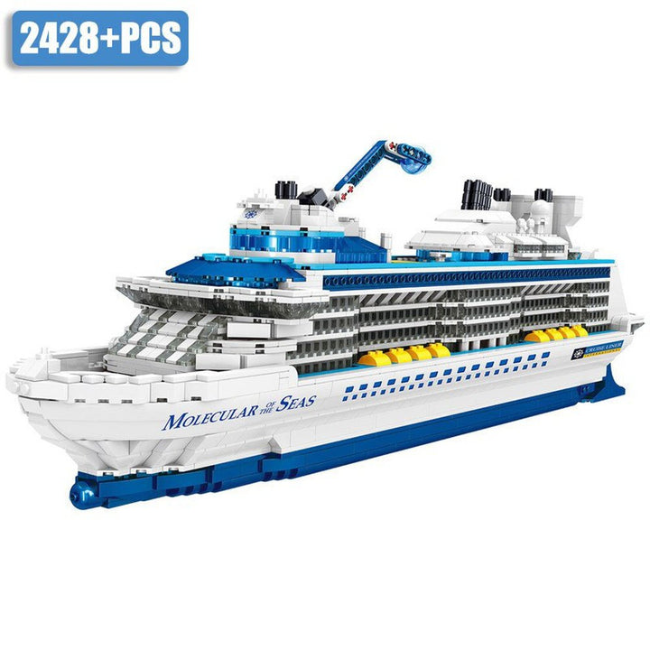 MOC NON LEGO 2023 City 2428pcs Cruise Liner Model Building Blocks Creative DIY Big Ship Ocean Liner White Boat Bricks toys