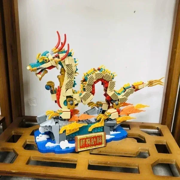 NON LEGO 2024 New Spring Festival Auspicious dragon Chinese Xianglong Nafulong Model Block Compatible with 80112