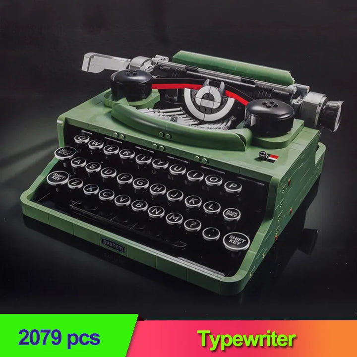 MOC NON  The Retro Typewriter Building Blocks Marking Machine Keyboard 2079 PCS Kids Writing Machine Gift Toy Compatible 21327