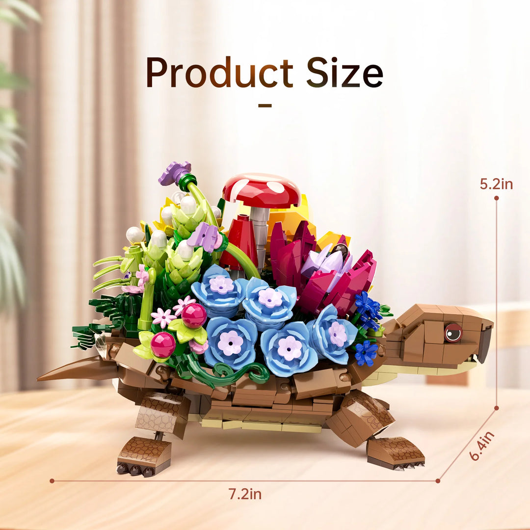 MOC NON LEGO 2024 NEW Turtles Planter Flower Pot Building Block Set Ideas Underwater World Model Toys