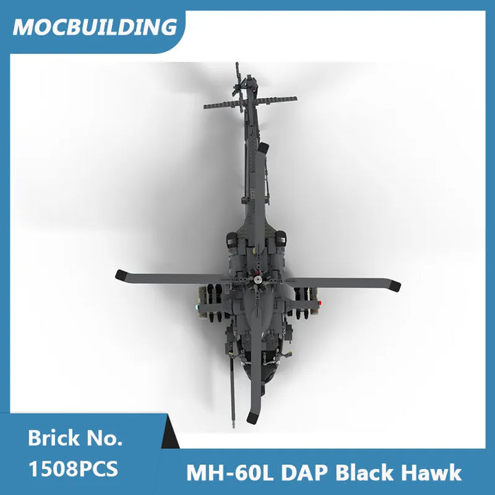 MOC NON LEGO MOC MOC Building Blocks MH-60L DAP Black Hawk Aircraft Model DIY Assembled Bricks Educational Creative Toys  Kids  1508PCS