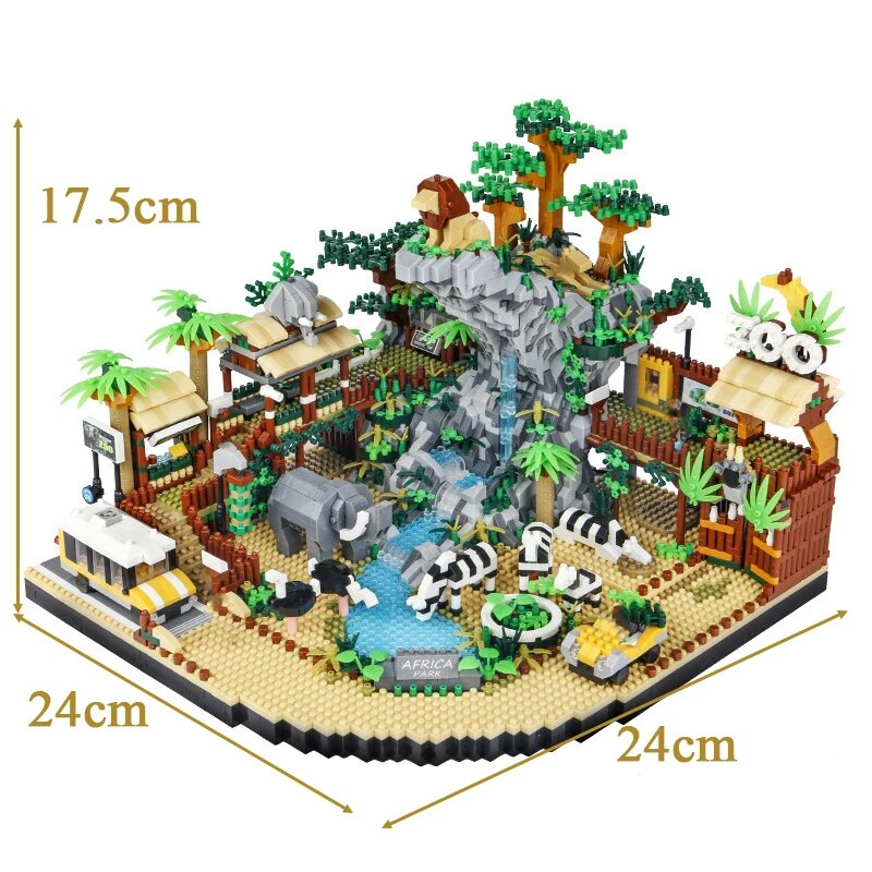 MOC NON LEGO MOC 4800PCS Diamond Bricks City Street View Zoo Architecture Building Blocks Panda Giraffe Elephant Animal Home toys Kids