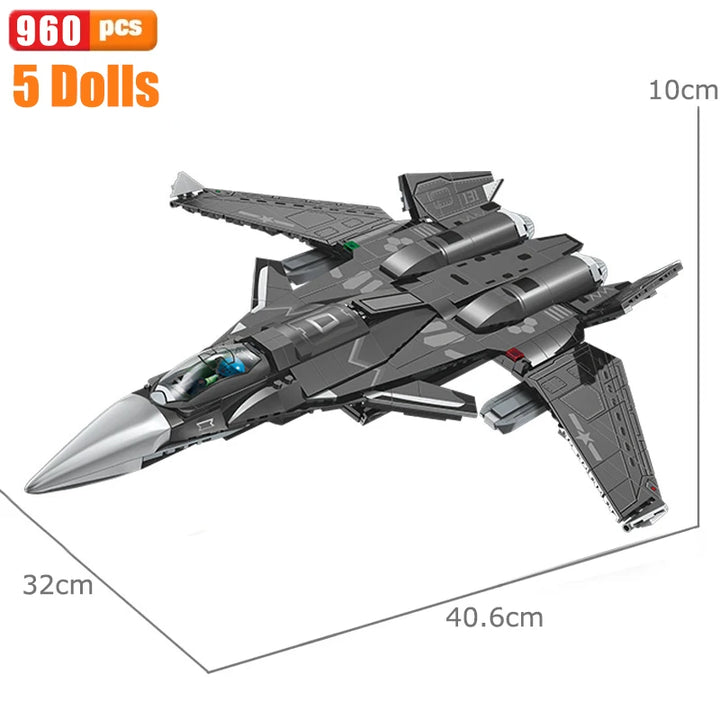 MOC NON LEGO MOC Military Multi-role Fighter Aircraft Building Block Air Force Plane Model Bricks WW2 Weapon Soldier toys Kid